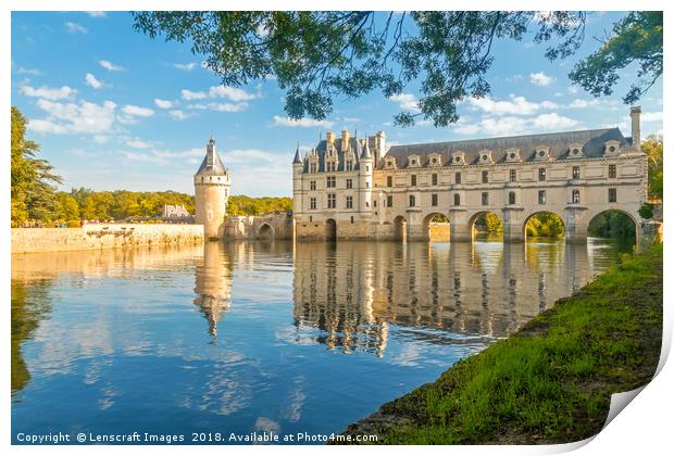 Chateau de Chenonceau and River Cher Print by Lenscraft Images