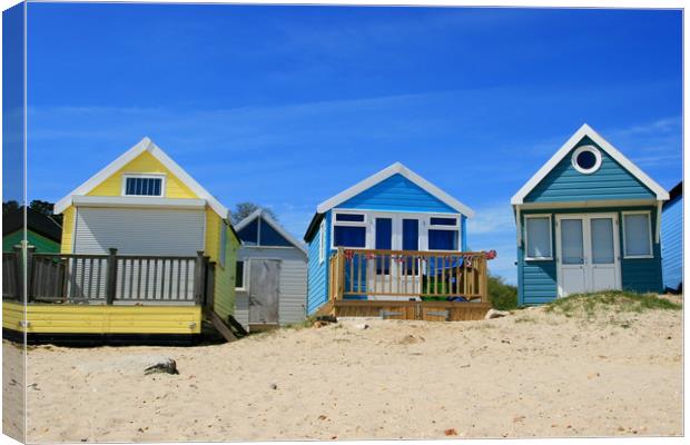 Seaside colourful beach huts Canvas Print by Steve Mantell