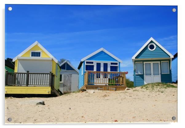 Seaside colourful beach huts Acrylic by Steve Mantell