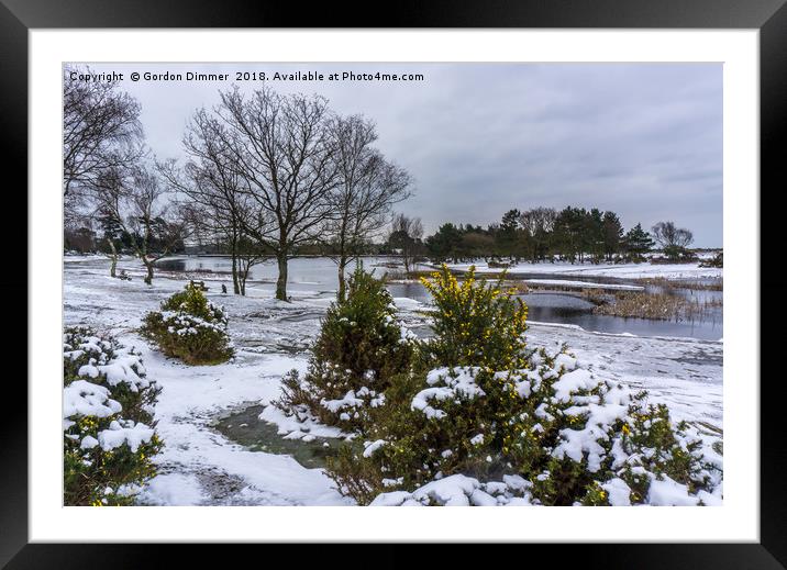 An alternative view of Hatchet Pond in the snow Framed Mounted Print by Gordon Dimmer