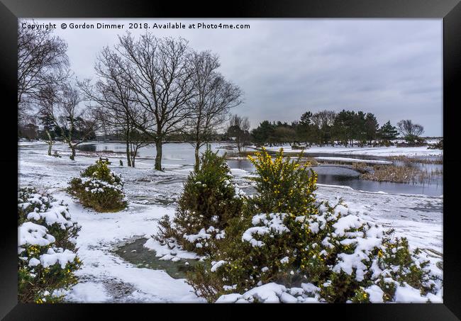 An alternative view of Hatchet Pond in the snow Framed Print by Gordon Dimmer
