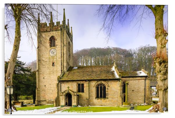 Pott Shrigley Village church in rural Cheshire Acrylic by Chris Warham