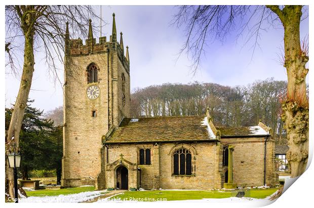 Pott Shrigley Village church in rural Cheshire Print by Chris Warham