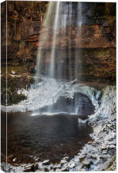 Henrhyd Falls in Winter Canvas Print by Leighton Collins