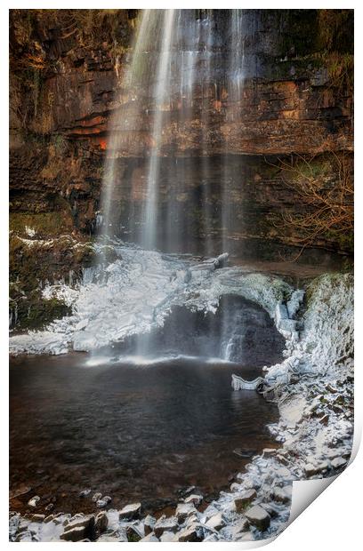 Henrhyd Falls in Winter Print by Leighton Collins