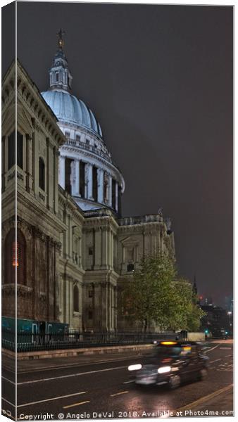 Saint Paul's Cathedral and black Cab in London Canvas Print by Angelo DeVal
