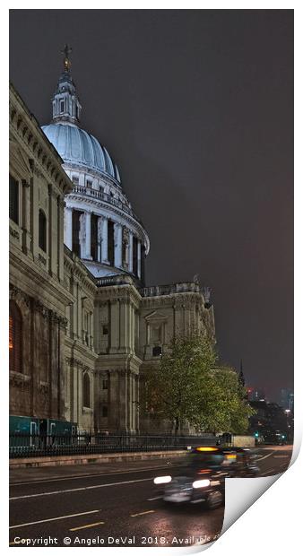 Saint Paul's Cathedral and black Cab in London Print by Angelo DeVal