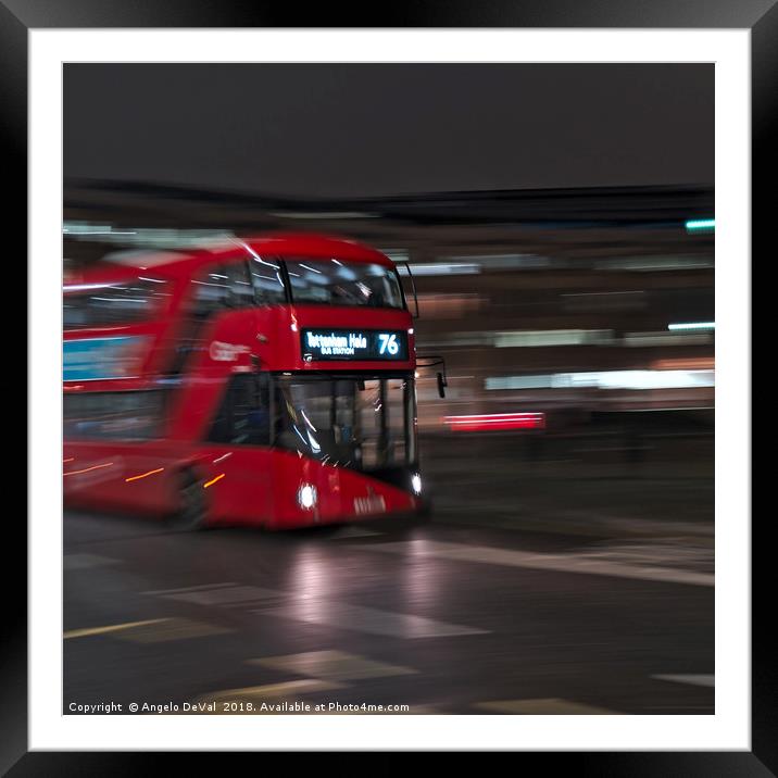 Red Bus on the streets of London Framed Mounted Print by Angelo DeVal
