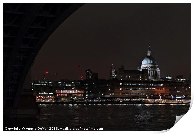 Beneath Blackfriars Bridge in London Print by Angelo DeVal