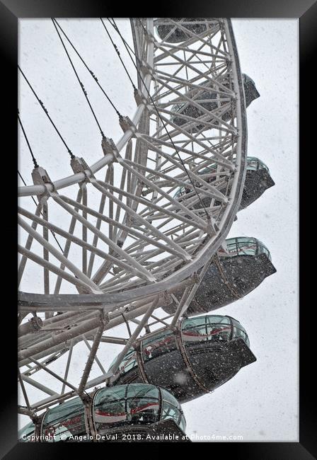 London Eye and Snow Framed Print by Angelo DeVal