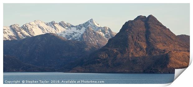 Morning Light on the Cuillin Ridge Print by Stephen Taylor