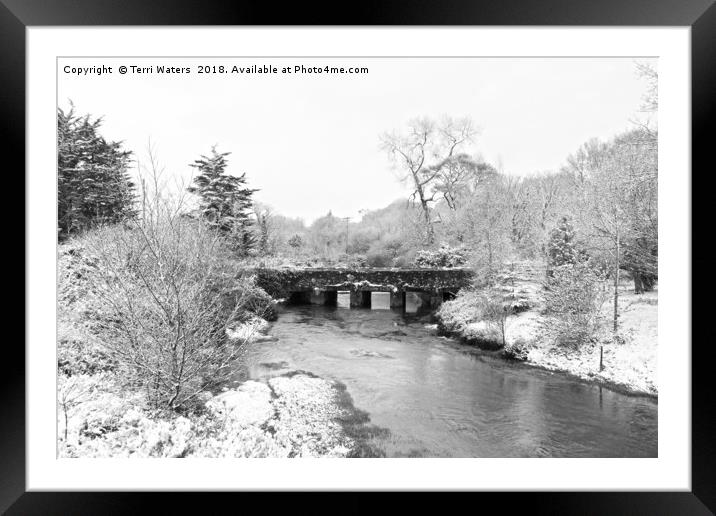 Old Carnon Bridge in the Snow Framed Mounted Print by Terri Waters