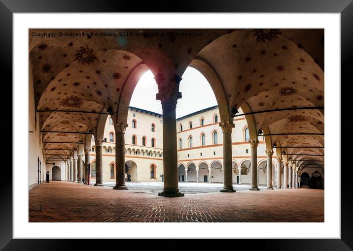 Arches at Sforzesco Castle, Milan, Italy Framed Mounted Print by Alexandre Rotenberg