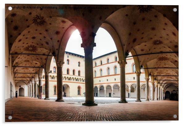 Arches at Sforzesco Castle, Milan, Italy Acrylic by Alexandre Rotenberg