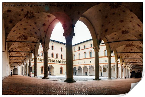 Arches at Sforzesco Castle, Milan, Italy Print by Alexandre Rotenberg