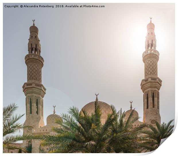 Mosque with blue sky Print by Alexandre Rotenberg