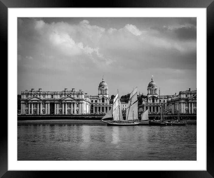 Tall Ship on the Thames at Greenwich Framed Mounted Print by Simon Belcher