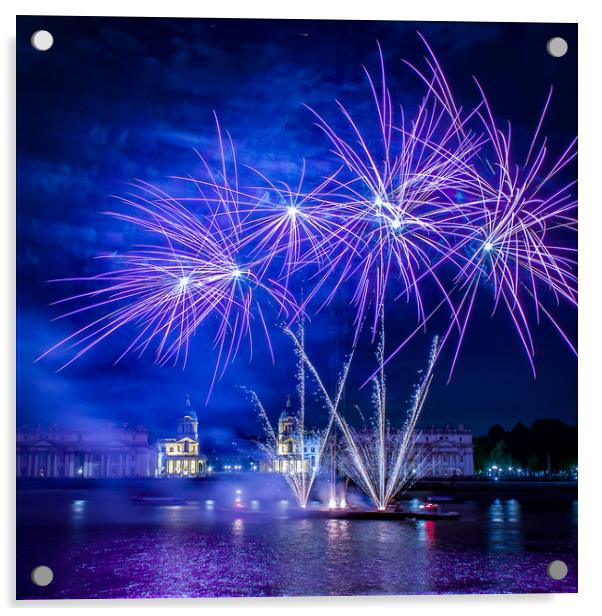 Fireworks on the Thames at Greenwich Acrylic by Simon Belcher