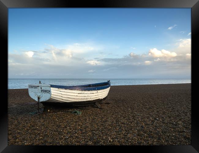 Boat on shingle, Aldburgh Framed Print by Donnie Canning