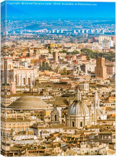 Rome Aerial View at Saint Peter Basilica Viewpoint Canvas Print by Daniel Ferreira-Leite