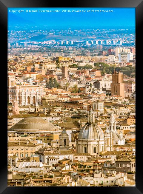 Rome Aerial View at Saint Peter Basilica Viewpoint Framed Print by Daniel Ferreira-Leite