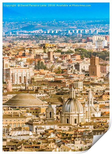 Rome Aerial View at Saint Peter Basilica Viewpoint Print by Daniel Ferreira-Leite