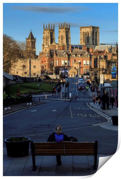 Bench with a view, York Minster, Yorkshire England Print by John Hall