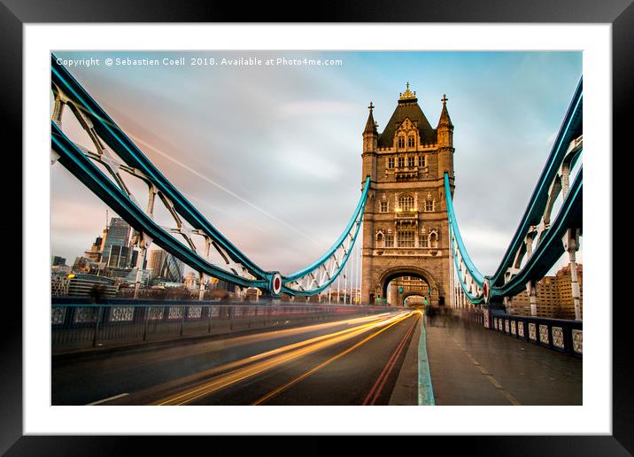 Londons Tower Bridge during a sunset Framed Mounted Print by Sebastien Coell