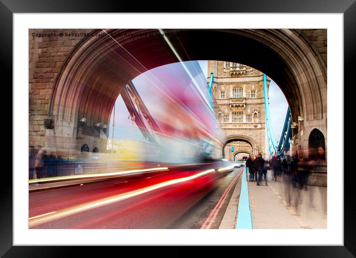 Through the tunnel at Tower bridge Framed Mounted Print by Sebastien Coell