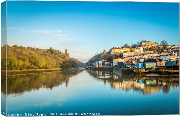 Clifton Suspension Bridge Reflected Canvas Print by Keith Rugman