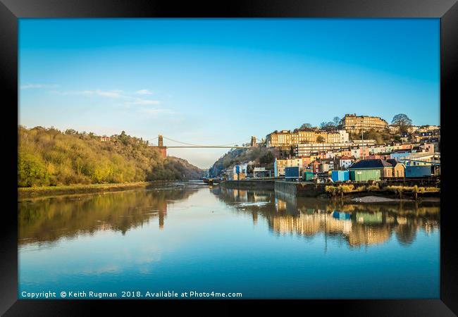 Clifton Suspension Bridge Reflected Framed Print by Keith Rugman