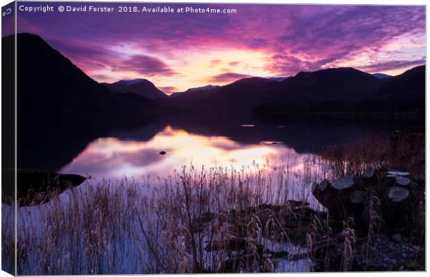 Ullswater Sunset, Lake District, Cumbria, UK Canvas Print by David Forster