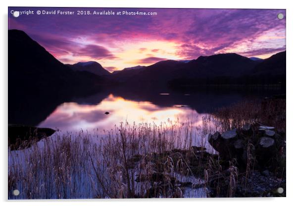 Ullswater Sunset, Lake District, Cumbria, UK Acrylic by David Forster