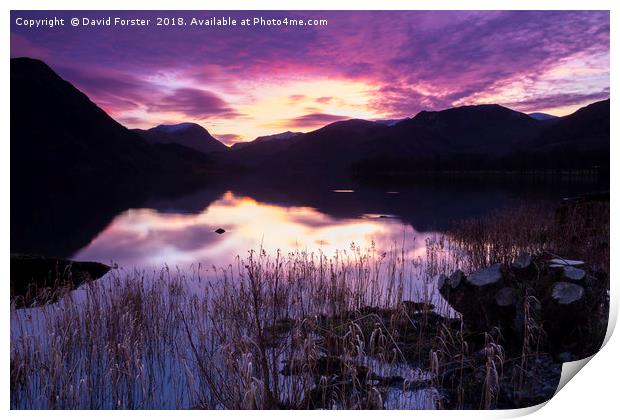 Ullswater Sunset, Lake District, Cumbria, UK Print by David Forster
