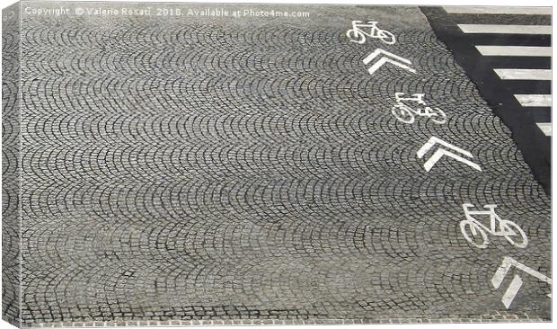 Bike lane and direction arrows Canvas Print by Valerio Rosati