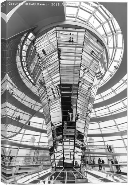 Berlin's Reichstag Dome in black and white Canvas Print by Katy Davison
