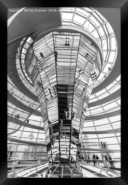 Berlin's Reichstag Dome in black and white Framed Print by Katy Davison
