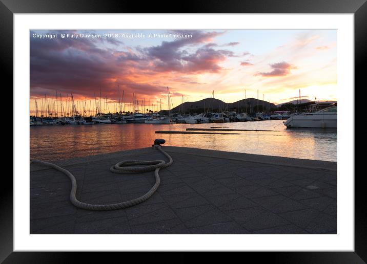 Sunset at Alcudia Port, Mallorca. Framed Mounted Print by Katy Davison