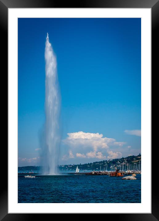 Jet D'Eau, Geneva, Switzerland Framed Mounted Print by Simon Belcher