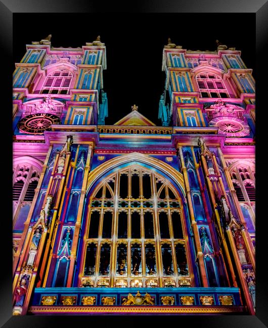 Illuminated Westminster Abbey Framed Print by Simon Belcher
