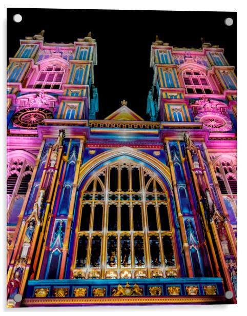 Illuminated Westminster Abbey Acrylic by Simon Belcher