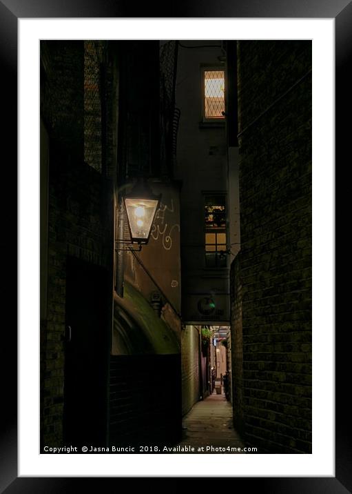 Dark Alley London Framed Mounted Print by Jasna Buncic