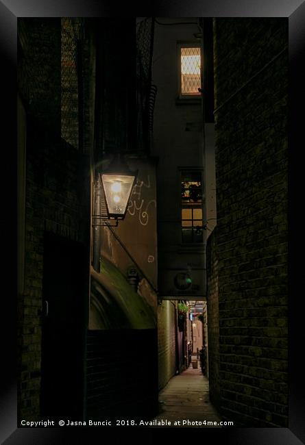 Dark Alley London Framed Print by Jasna Buncic
