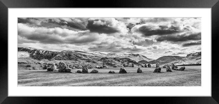 The Castlerigg Standing Stones in Mono Framed Mounted Print by Naylor's Photography