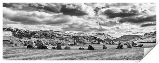 The Castlerigg Standing Stones in Mono Print by Naylor's Photography