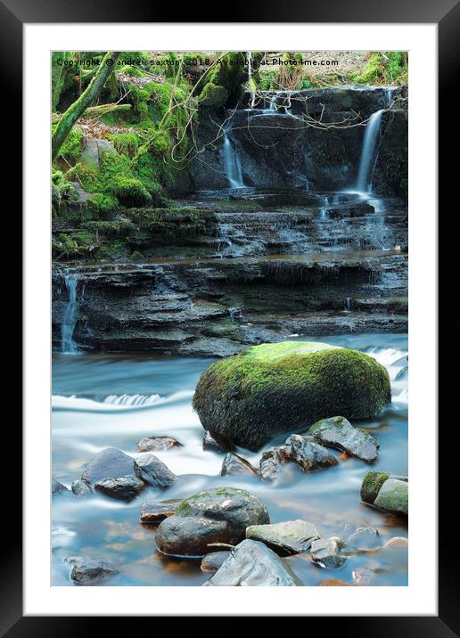 MUKER FALLS Framed Mounted Print by andrew saxton