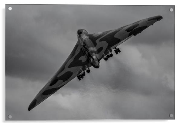 Avro Vulcan XH558 Black and White Acrylic by Oxon Images