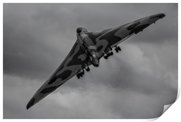 Avro Vulcan XH558 Black and White Print by Oxon Images