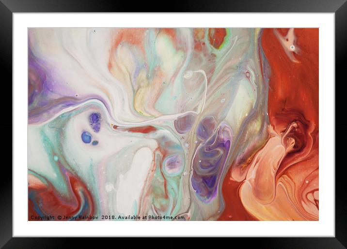 Alien Worlds. Abstract Fluid Acrylic Painting Framed Mounted Print by Jenny Rainbow