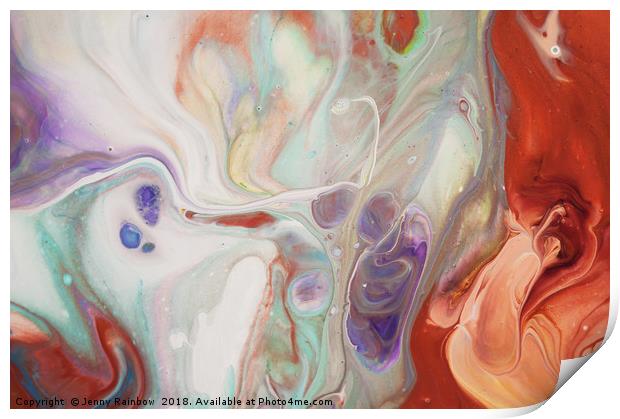 Alien Worlds. Abstract Fluid Acrylic Painting Print by Jenny Rainbow